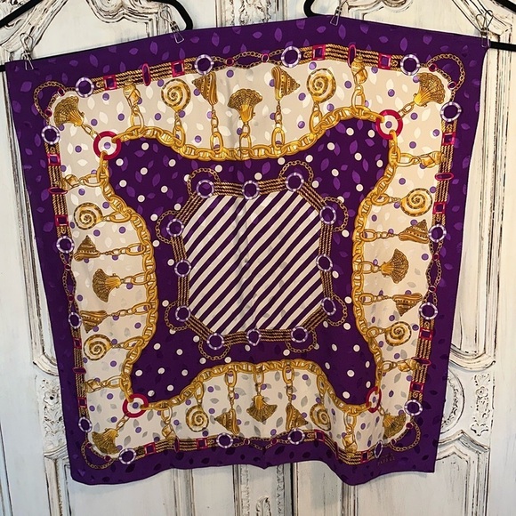 Pap’ell 100% Silk Scarf Square Lovely Colors Classic Design - Picture 1 of 6